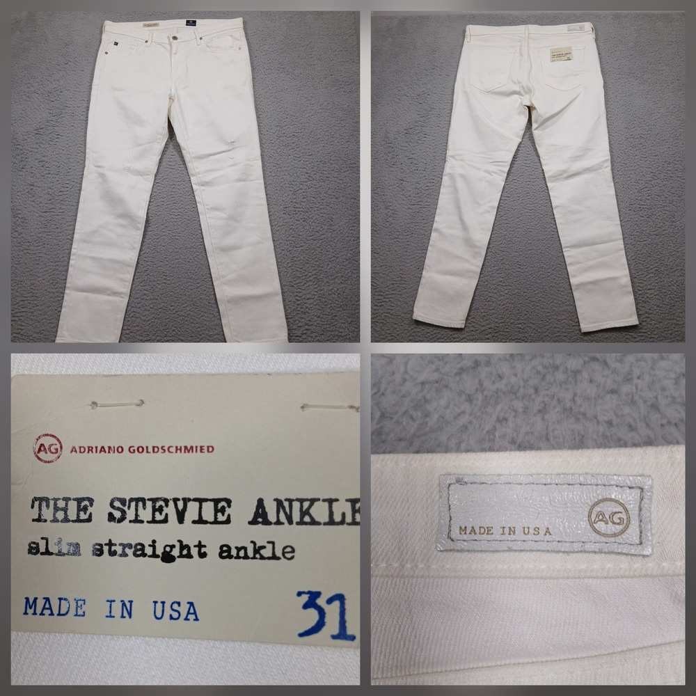 AG‎ Adriano Goldschmied The Stevie Ankle Jeans Women's 31 White Made USA
